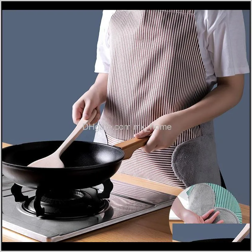 dust cover household hand-wiping waterproof apron women`s fashion cute waistband kitchen adults cooking oil-proof overalls men