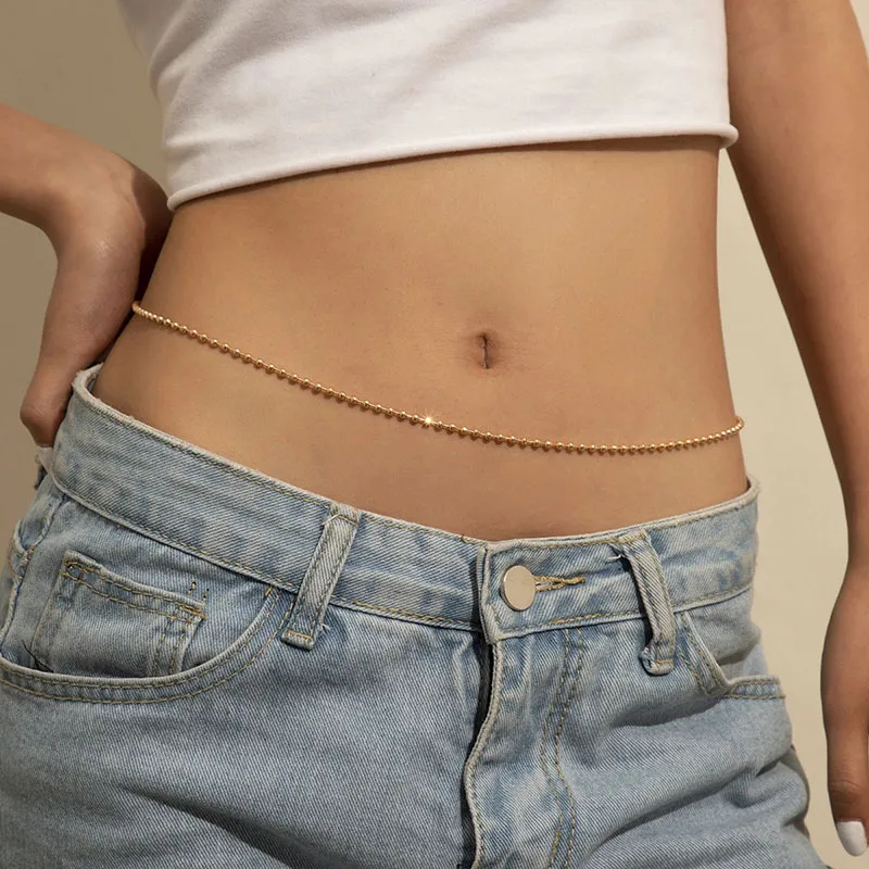 Sexy Metal Waist Chains Belt Woman Girl Gold Beads Alloy Belly