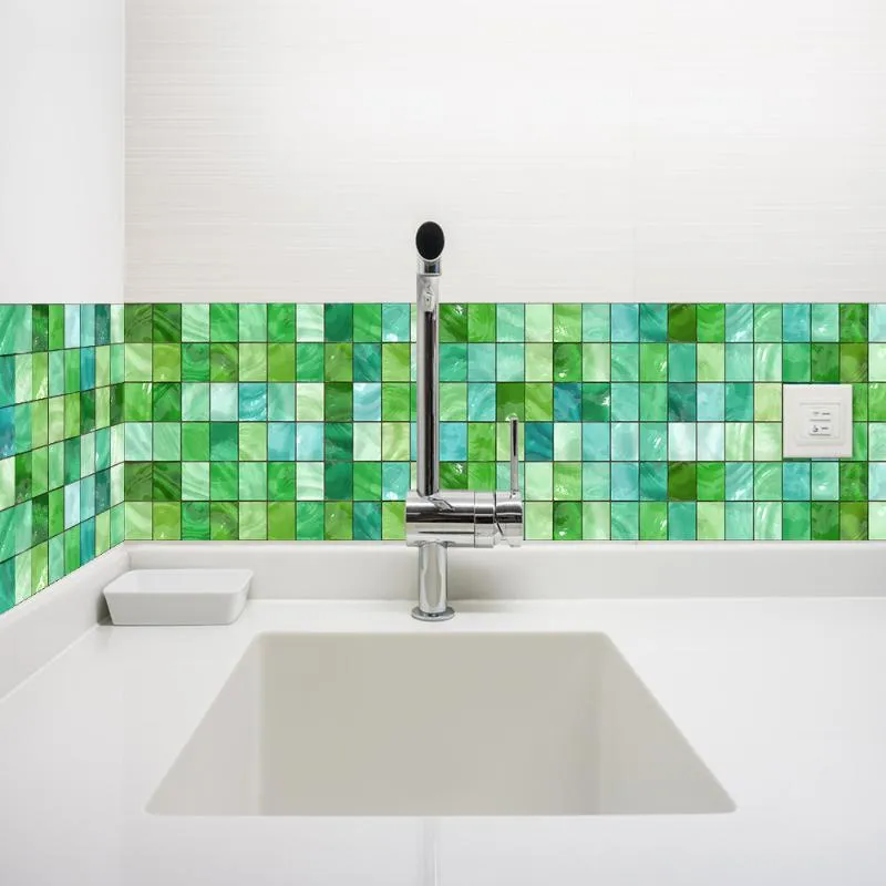 Tapeten Selbstklebender Mosaik-wasserdichter und ölbeständiger Wandoberflächen-Smaragd-dekorativer Aufkleber