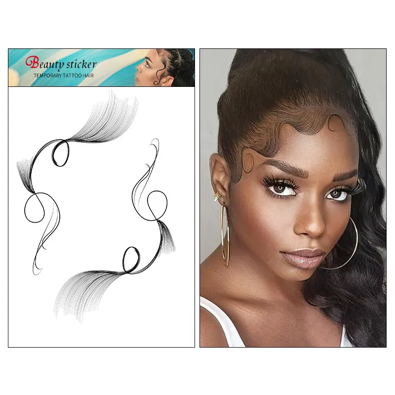 Baby Hair Edges Tattoo Stickers False Bang Fashion Waterproof Lasting Sleek Bangs Sticker Baby