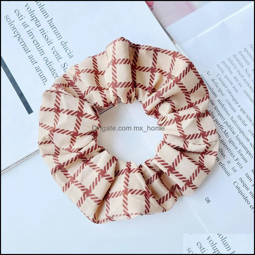 Hair Scrunchies Women girls plaid flowers Leopard print Hairbands Elastic Rope Ponytail Holder Korean version Headwear Hairs Accessories