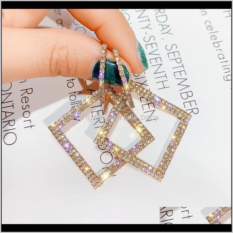 925 silver needle euramerican hyperbole set diamond square fashion earrings female korea long style personality earrings