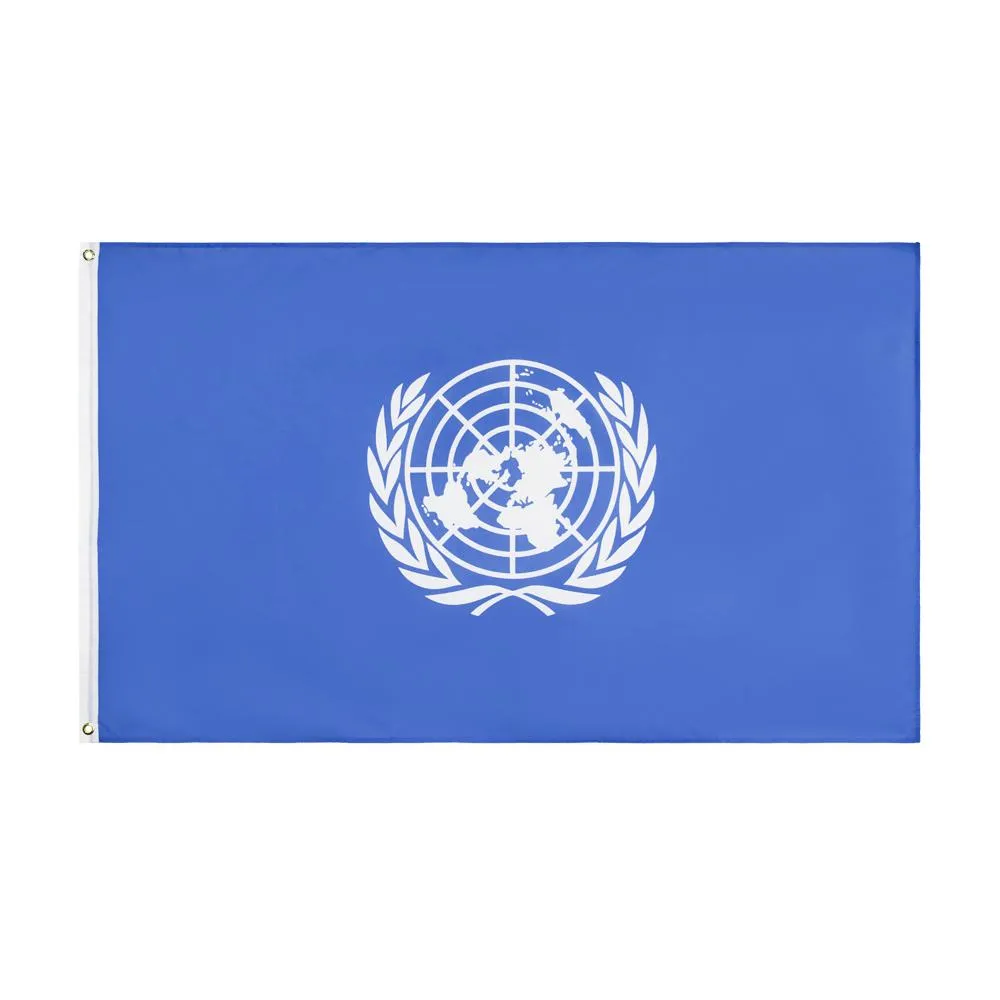 wholesale factory price 100% Polyester 90x150cm 3x5 fts The United Nations Flag International Organization Flag Decoration