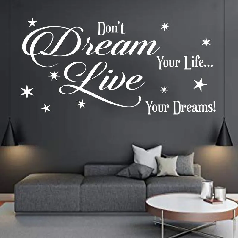 Stickers muraux Ly Conçu Décor À La Maison Sculpté Ne Rêvez Pas Votre Vie Mobile Murale Maison Citation Personnage Affiche SZ-046