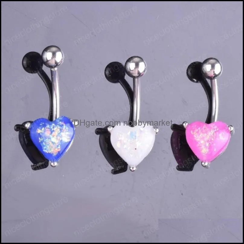 Heart Style Navel Earring Trendy Body Piercing Fashion Belly Button Rings Stainless Steel