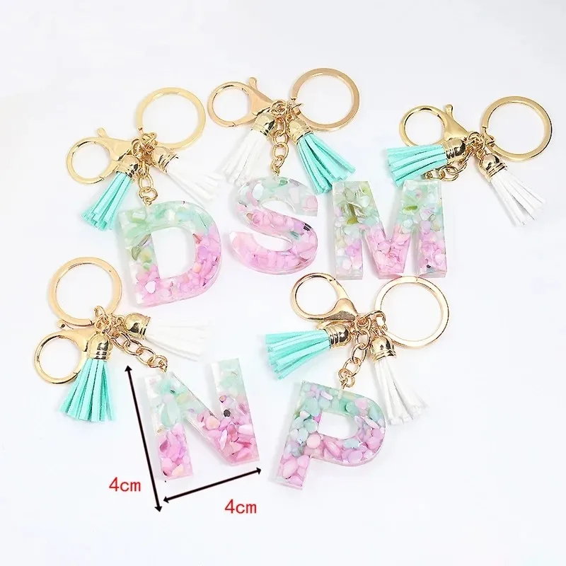 Initial keychain hotsell with tassel