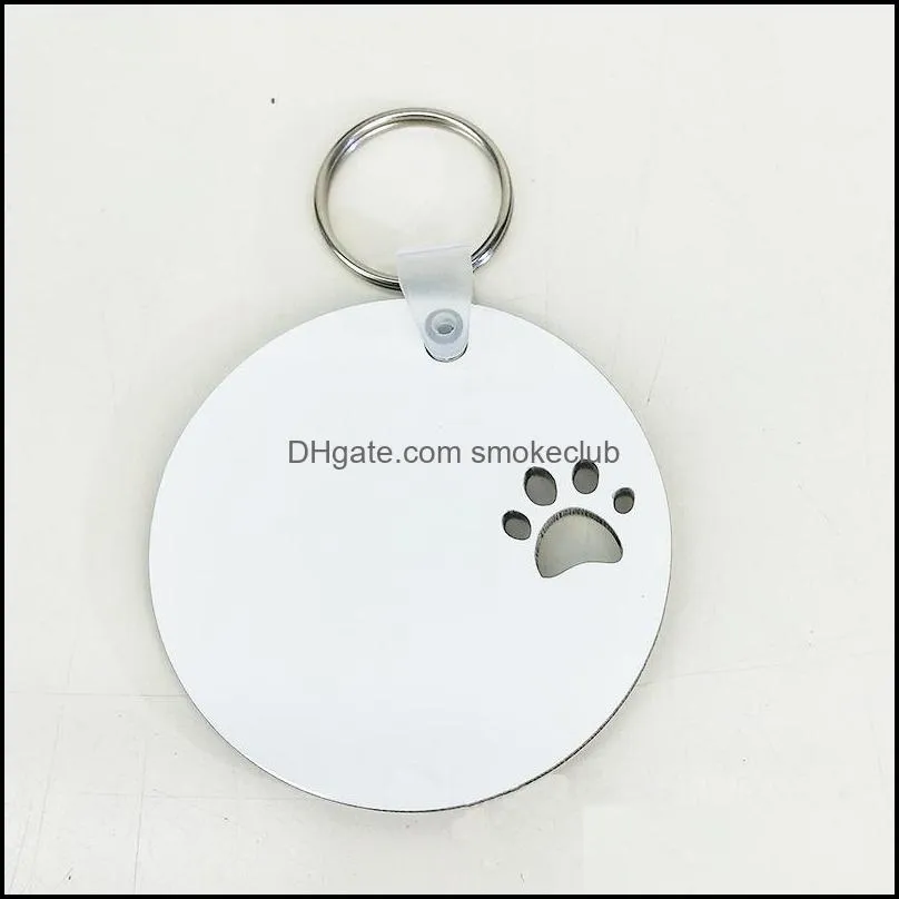NEWPuppy keychain Party Favor sublimation MDF keyring For Women Paw Print Wooden Keychains Creative Dog Tag CCA7672