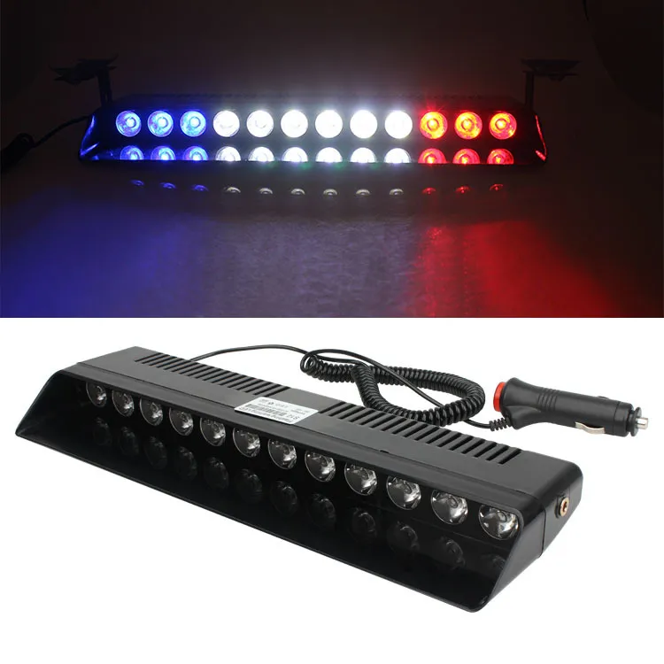 12LED Red Blue Yellow 12V bilpolis Strobe Flash Light fordon Vindrutan Vindruta Dash Emergency Varning Blinkande lampor Dimlampa