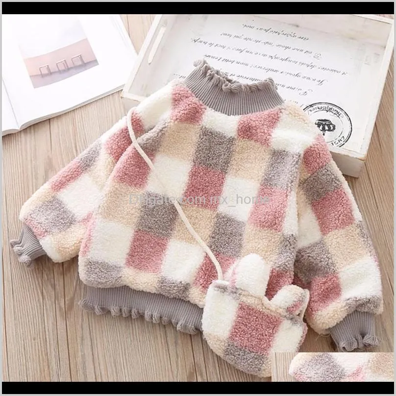 Clothing Baby Maternity Drop Delivery 2021 High Quality 15Y Girls Sweater For Children Clothes Winter Baby Kids Plaid Sweaters Plus Veet Prin