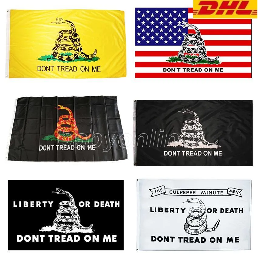 DHL ne marchez pas sur moi serpent 90x150 drapeau Trump 3x5 pieds 2024 drapeaux d'élection présidentielle américaine bannières de jardin