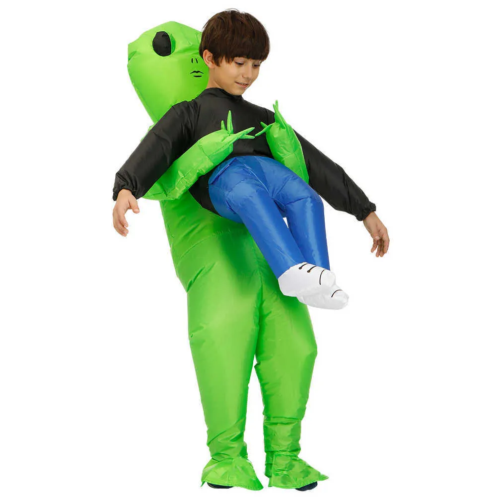 Puntelli Party Adult Kids Cartoon Blow Up Unisex Impermeabile Alien Pieghevole Halloween Cosplay Divertente Costume Gonfiabile Q0910