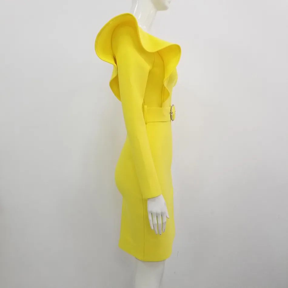 a line mini dress long sleeve Sample Cutout Turtleneck A-Line Mini Dress