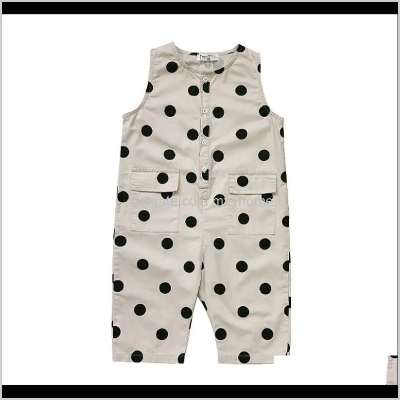 girls` jumpsuit polka dot cute rompers summer dress new children`s sleeveless t-shirt kid clothes