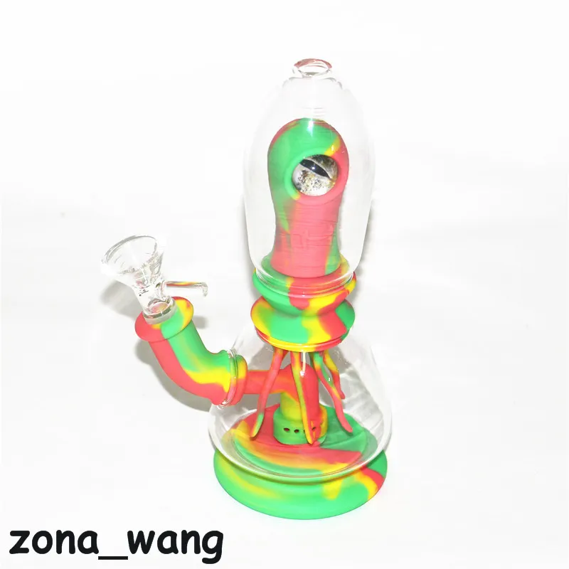 Silicone Bongs 7,8 pouces oeil Mini Narguilé Dab Rigs Bong Avec Bol En Verre Pipe À Eau Multi Couleur Gratuit DHL