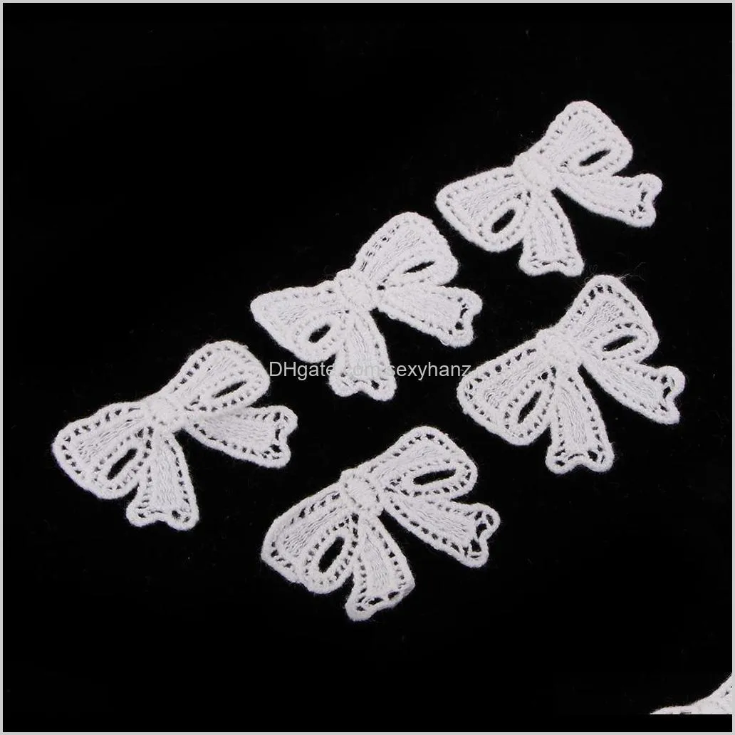 5 pieces bow design embroidered cotton patches sew on applique diy sewing crafts supplies