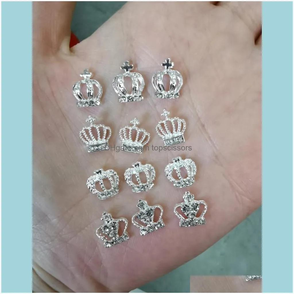 Nail Art Decorations 10pcs Golden Crown Alloy Jewelry Charms Crystal Polish Manicure Craft Germs 3D Rhinestones Accessories #5-6