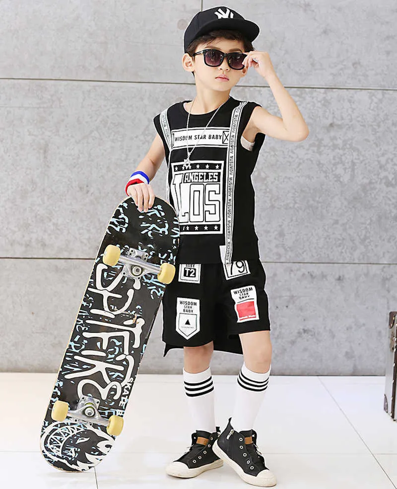 Vetements pour enfants garcon pour l ete vetements pour enfants ensemble 5 8 10 12 ans pour garcons t shirts blancs pantalons vetements hip hop