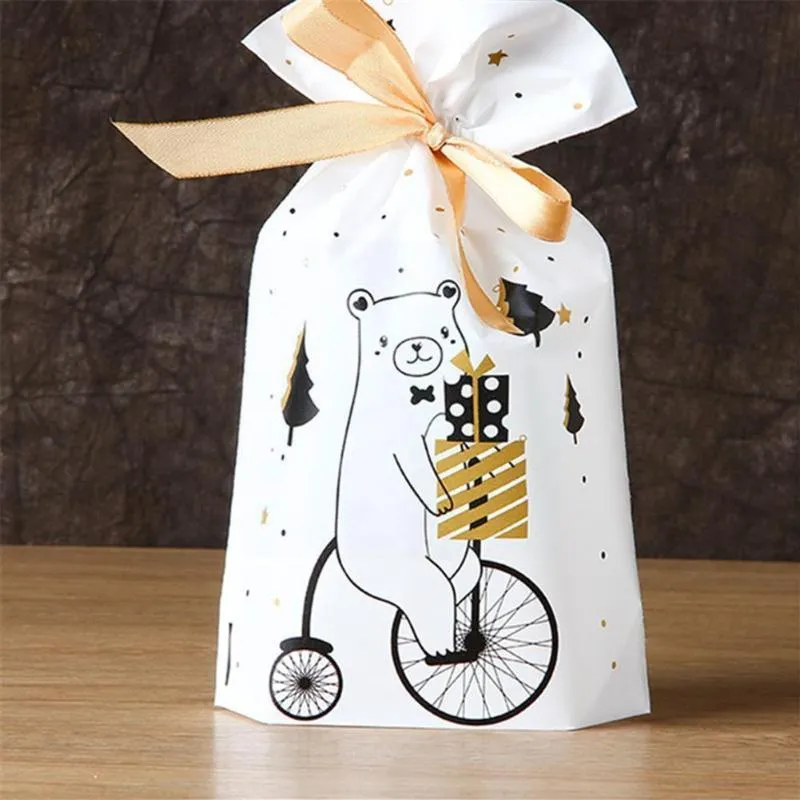 Dekoracje świąteczne 50 jednoprześcimowe torby cukierkowe z kieszeniami wielkimi na prezenty rok Sweet V0S2