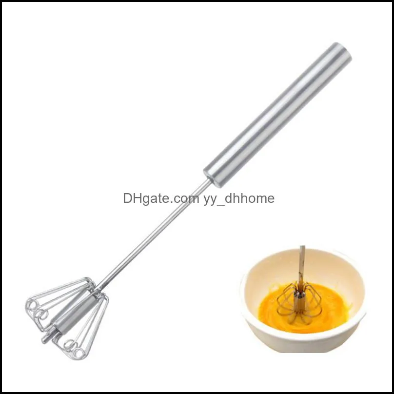 Semi-automatic Egg Whisk Stainless Steel Hand Push Blender Egg Beater Milk Frother Mixer Stirrer Kitchen Versatile Stiring Tool JK1911