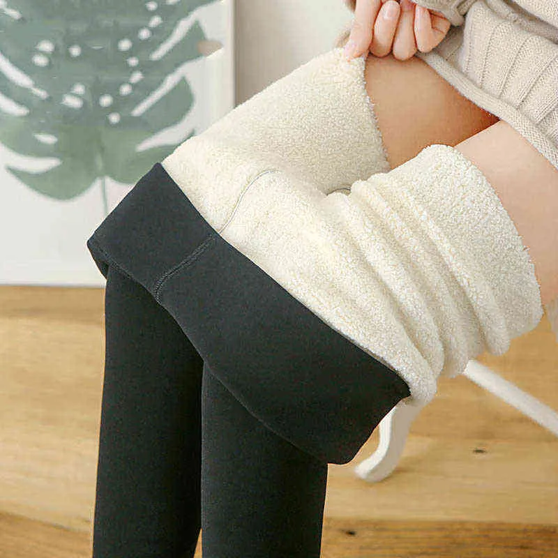 Winter Skinny Black Leggings With Thick Velvet Wool Fleece And