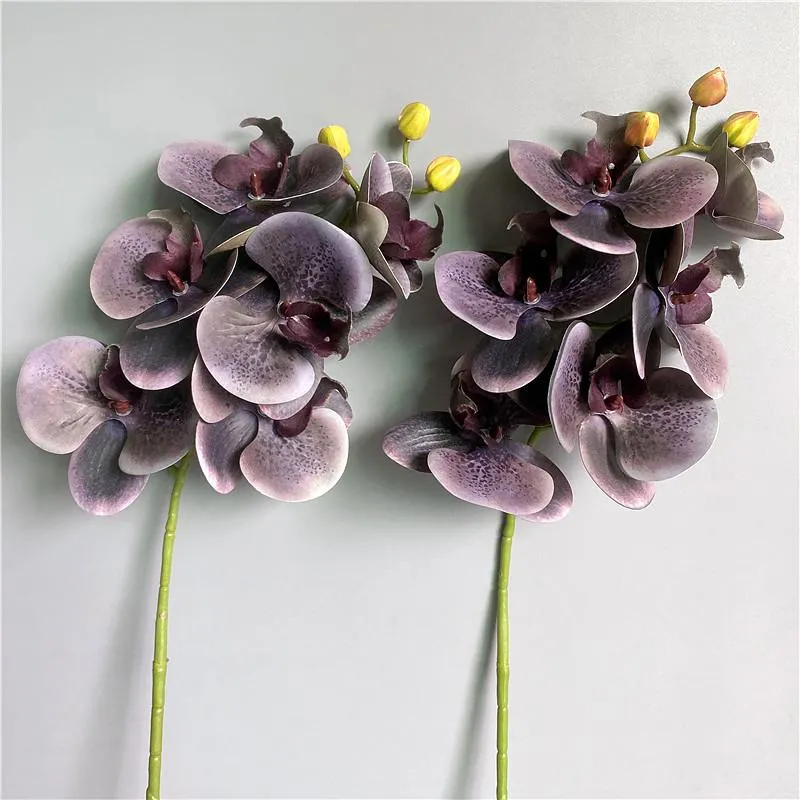 Cabeças Real Touch Orchid Latex Flores Artificiais para Decoração de Sala de Casa Decoração de Vida Flores Artificiales Grinaldas Decorativas