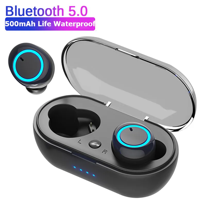 Y50 Bezprzewodowy TWS Bluetooth 5.0 Słuchawki Słuchawki Dotykowy 9D Zestaw słuchawkowy Stereo z Mic Sport Słuchawki Wodoodporne Earbuds LED Wyświetlacz