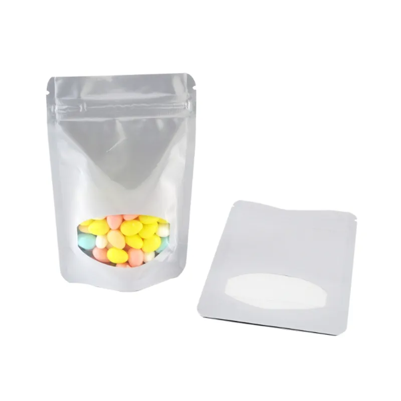 11x16cm 18x26cm Snack vuoto Busta di imballaggio in plastica Buste sigillate in polvere di tè Custodia autoportante con finestra colorata