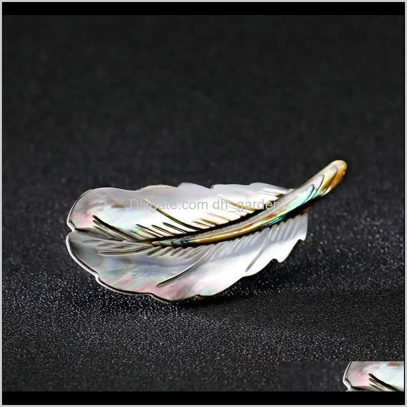 natural abalone shell brooches fashion feather shape brooch pins european design women party jewelry brooches pin