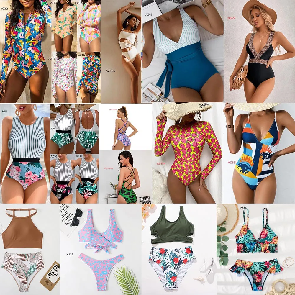 2022/2021 Plus de 400 styles de maillots de bain pour femmes sexy deux pièces maillot de bain triangle dame soutien-gorge rembourré une pièce mode bikini à fleurs