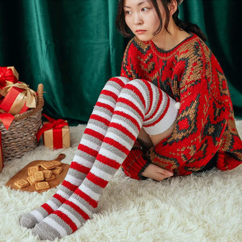 Women and Girls Winter Fashion Warm Coral Fleece Knee Long Socks