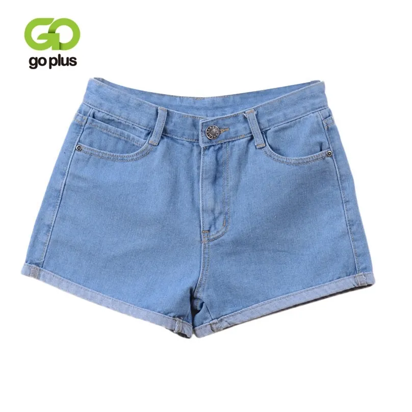 Goplus hög midja denim shorts vår sommar kvinnlig vintage solid jeans för kvinnor damer plus storlek C2296 210719