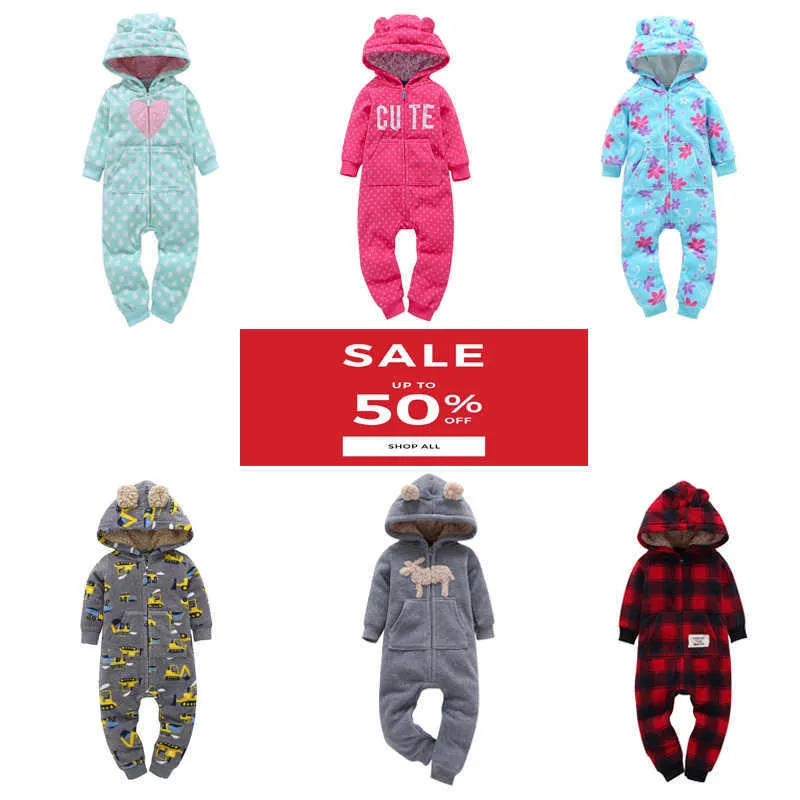 winter baby clothes boy girl long sleeve hooded jumpsuit unisex new born costume newborn onesie Coveralls zipper rompers 2020