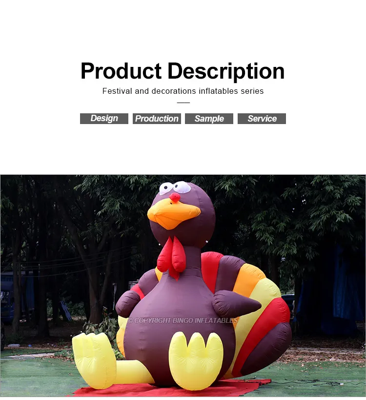 6x3x3.7M Height Outdoor Giant Inflatable Turkey Cartoon Model with Air ...