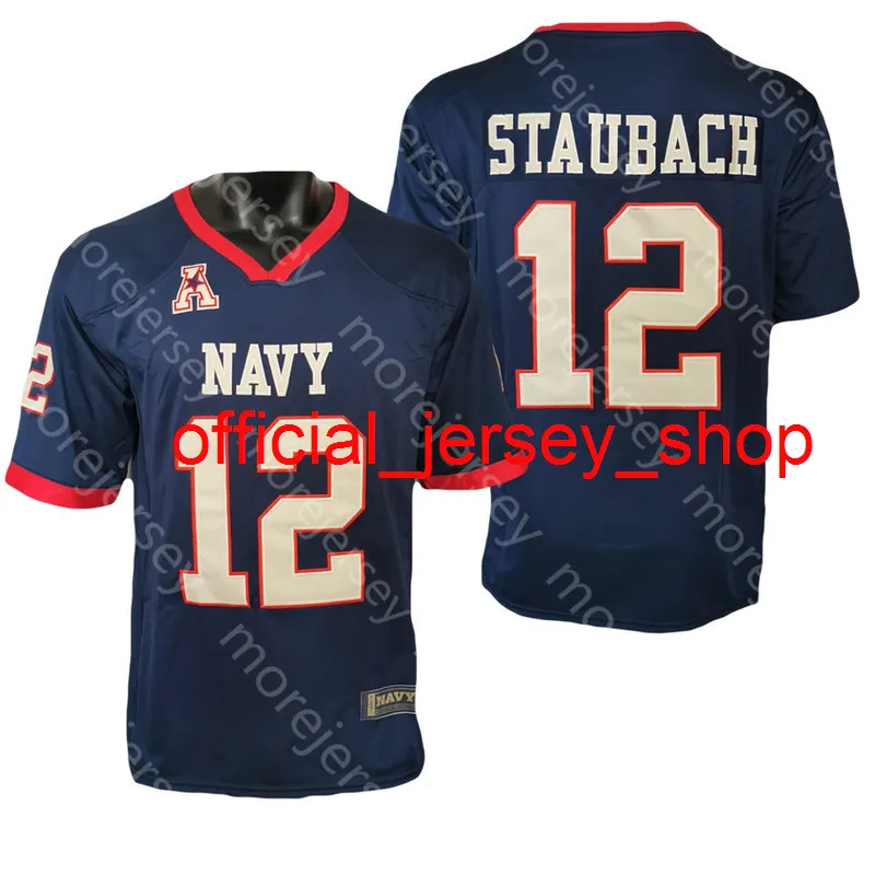 NCAA College Navy Midshipmen Football Jersey Roger Staubach Navy Storlek S-3XL All Stitched Broderi