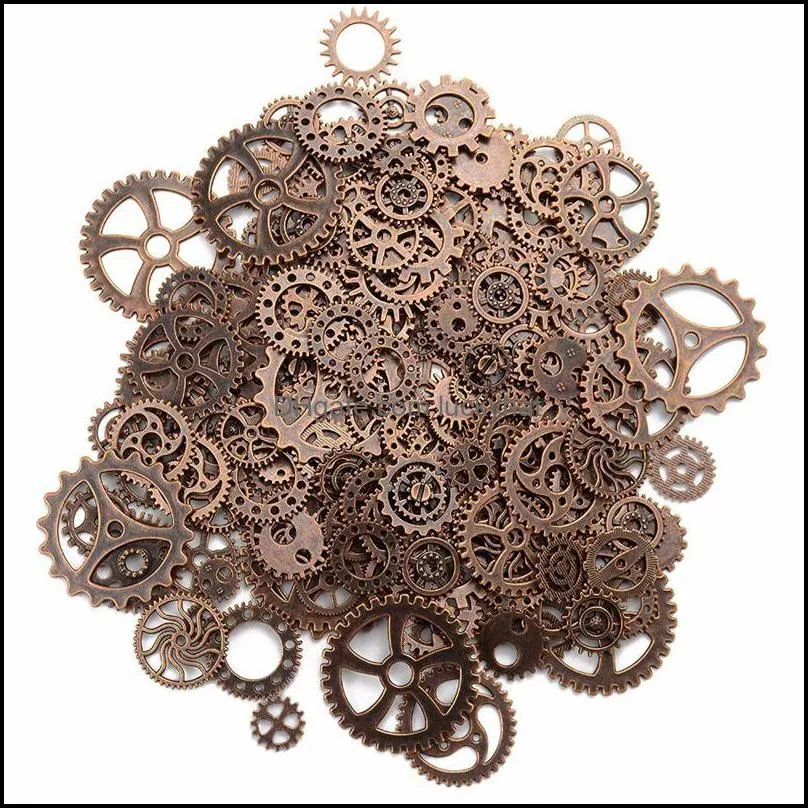 Bevindingen Componenten sieraden 120 g / partij DIY Sieraden maken Vintage metalen gemengde tandwielen Steampunk Gear Hanger Charms Armband Aessoires (een