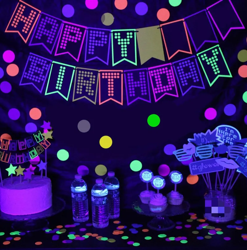 Neon Glow Party Supplies 54pcs Blacklight Balloons, Glow-in-the-Dark  Garland