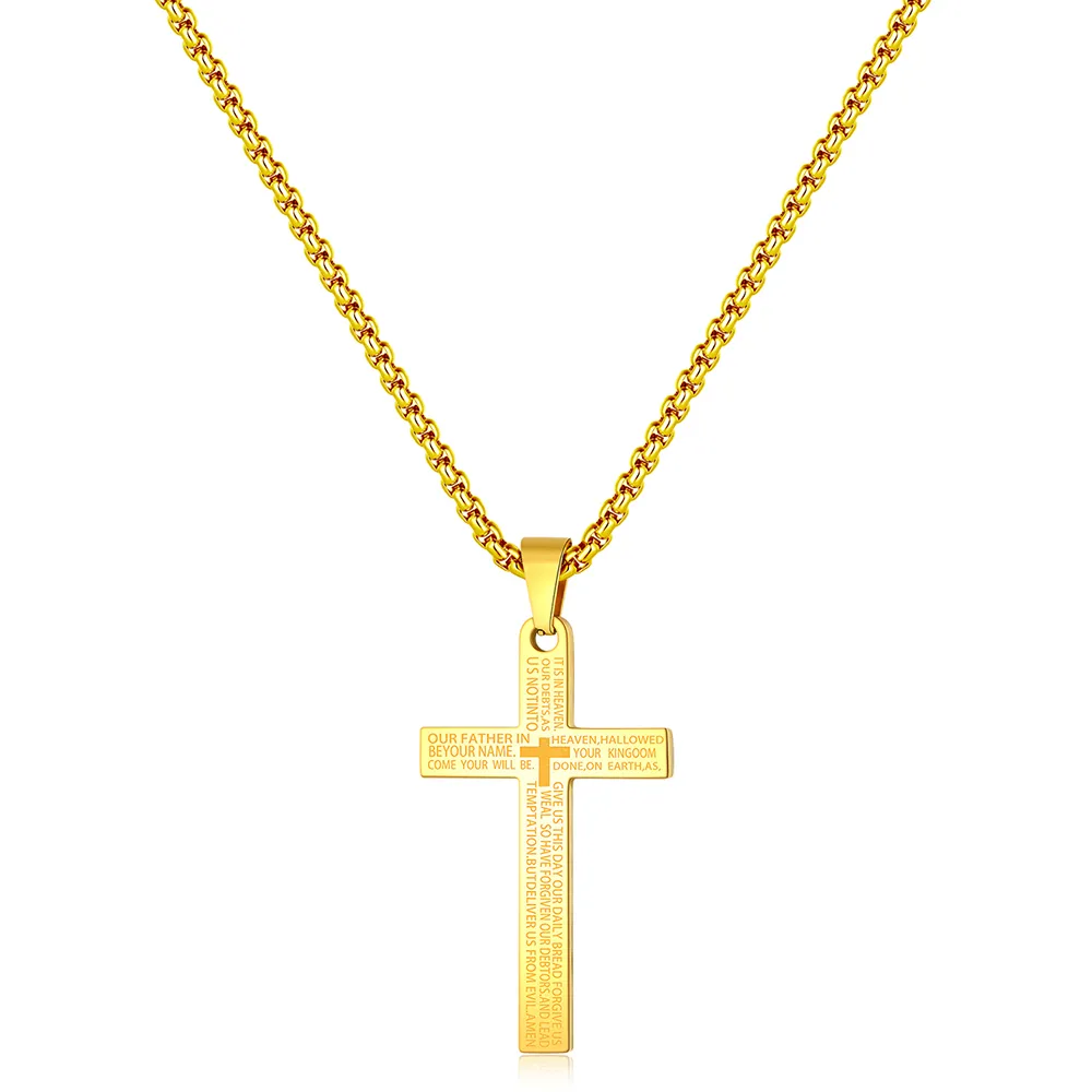 Stainless Steel Christian Bible Cross Statement Catholic Cross