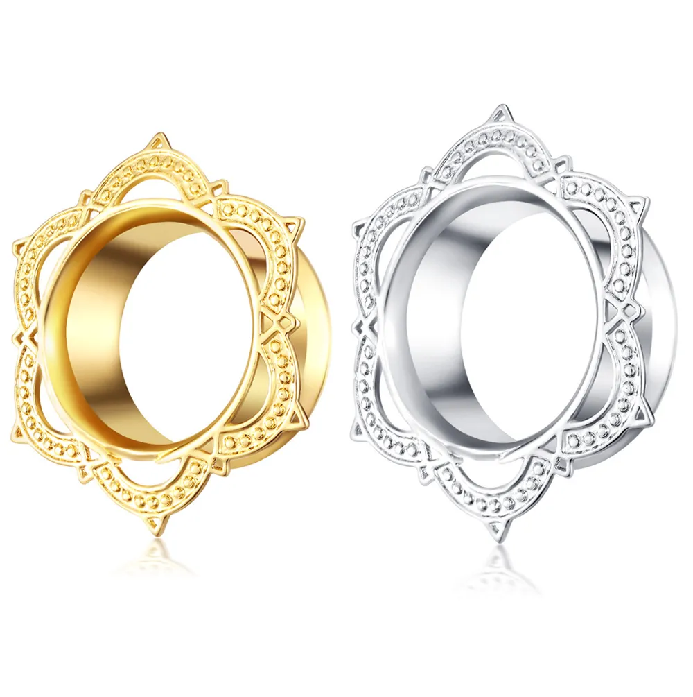 Neue Mode Ohrstöpsel Tunnel 6mm-16mm Gauges Rhombus Winkel Piercing Körperschmuck Edelstahl Tunnel Ohrringe für Männer Frauen