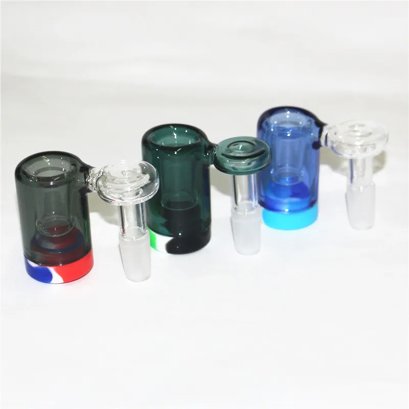 Glass Reclaim Catcher Adapter hookah 14mm Male Female Smoking Accessories With Silicone container Reclaimer Ash Catchers Adapters For Water Bong Dab Rigs