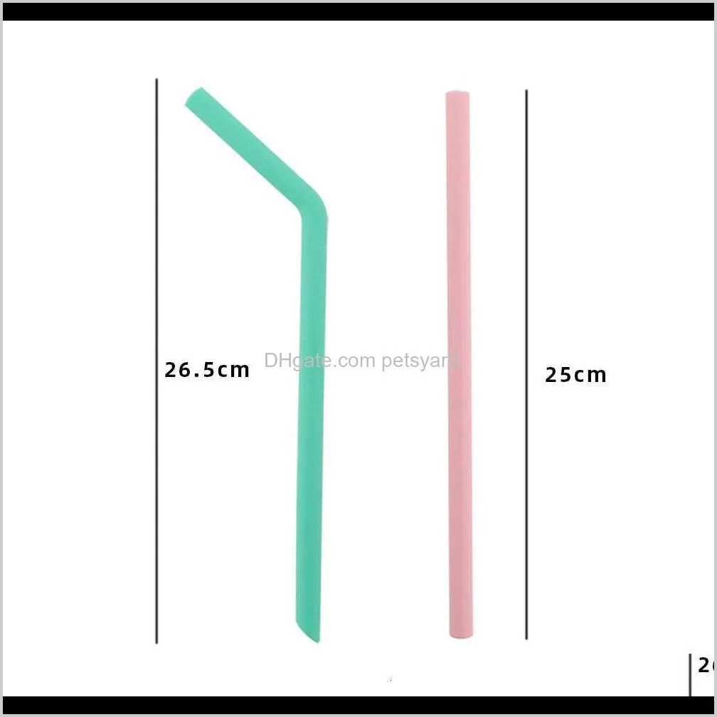 silicone straw folding drinking straw set with box and brush reusable collapsible straws for outdoor travel kitchen bar portable straw
