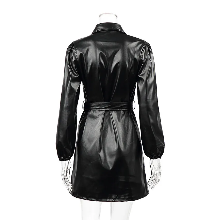 Leather Shirt Dress Casual Ladies Black PU Mini Dress With Belt Winter  Autumn Sleeveless Slim Fit from Dhgate Basic & Casual Dresses - price 54.06