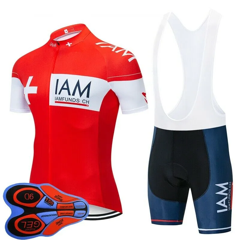 Iam Team Oddychające Męskie Rowerze Koszulka Koszulka Koszulka BIB Szorty Ustaw Summer Road Racing Odzież Outdoor Rower Uniform Sports Garnitur Ropa Ciclismo S210050771 \ t