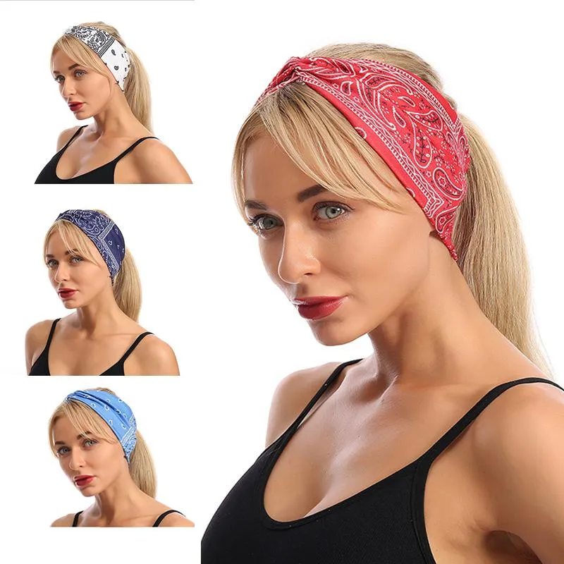 Mouchège-macrosurgie anti-feuille anti-feuille d'impression croisée Bandeau de tête Sports Bandeaux De Sports Dames Laver Cuisson Polyester Multicolore en option WH0086