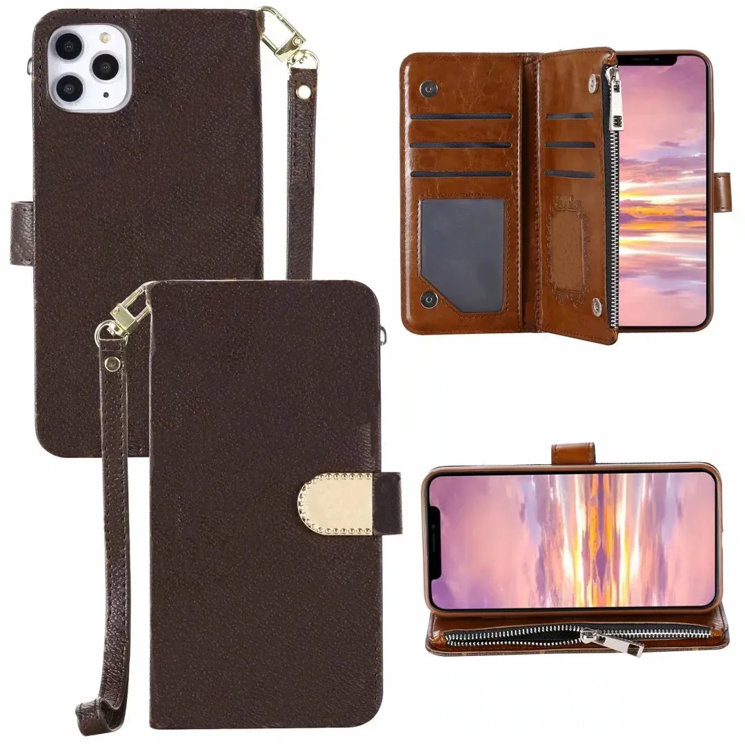 Fashion designer phone cases for iPhone 12 13 Pro max 11 11Pro XR XS MAX shell leather Multi-function card package storage wallet cover O07