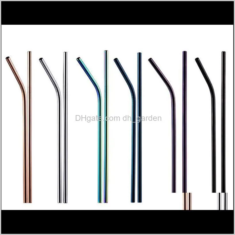 colorful stainless steel straws straight bent straws rainbow eco friendly bar drinking tools straw metal stainless steel straw sn1398