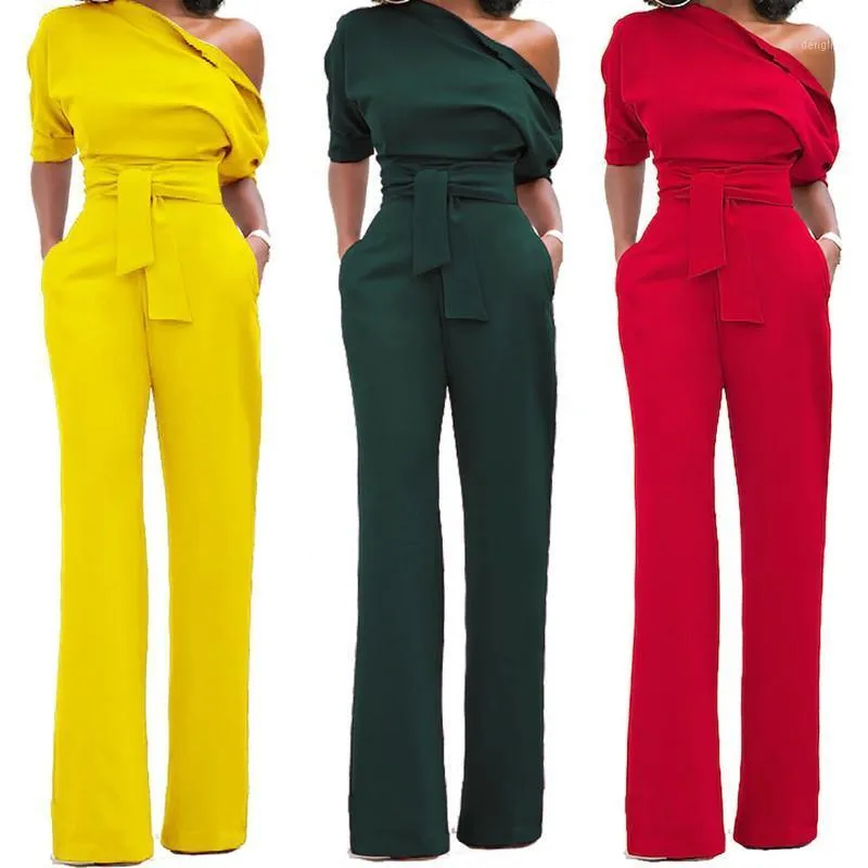 Dames Jumpsuits Rompertjes 7 Kleur Mode Off De Schouder Elegante Vrouwen Plus Vrouwelijke Bodysuits Korte Mouw Vaste Overalls