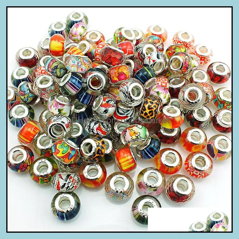 Mix Sale Fashion Handmade Lampwork Big Hole Beads DIY European Brand Bracelets Loose Beads Jewelry Accessories