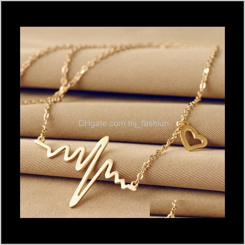 goldsilver pendant necklac jewelry stainless steel unique pendant lifeline pulse gift pendant for women heartbeat ps0533