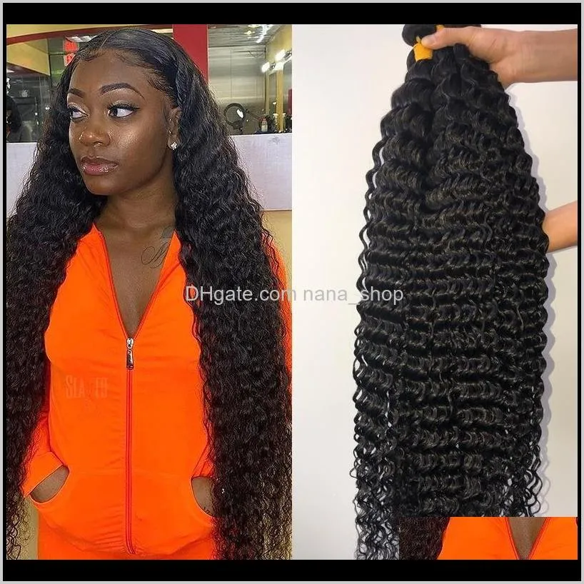 Wefts 30 32 34 36 38 40Inch Deep Wave Brazilian Human Extensions 1Pcs Remy Hair Weave Bundles Ipp6N V203I