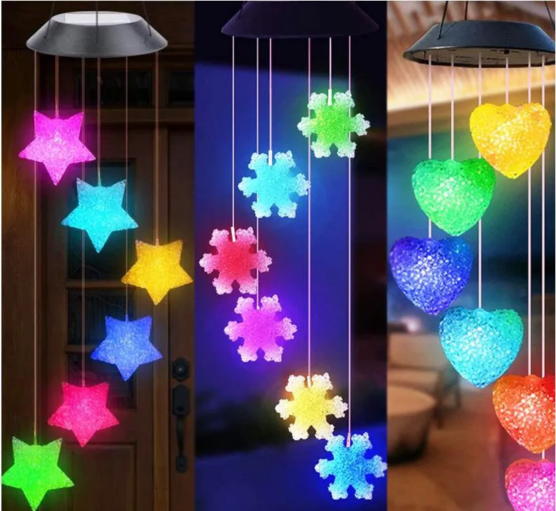 Kolibri-LED-Solarlampen, romantische Windglockenlichter, Windspiel-Lichterkette, Farbwechsel für Terrassen- und Hofdekoration